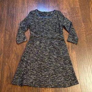 Talbots Black & White Tweed 3/4 Sleeve Dress